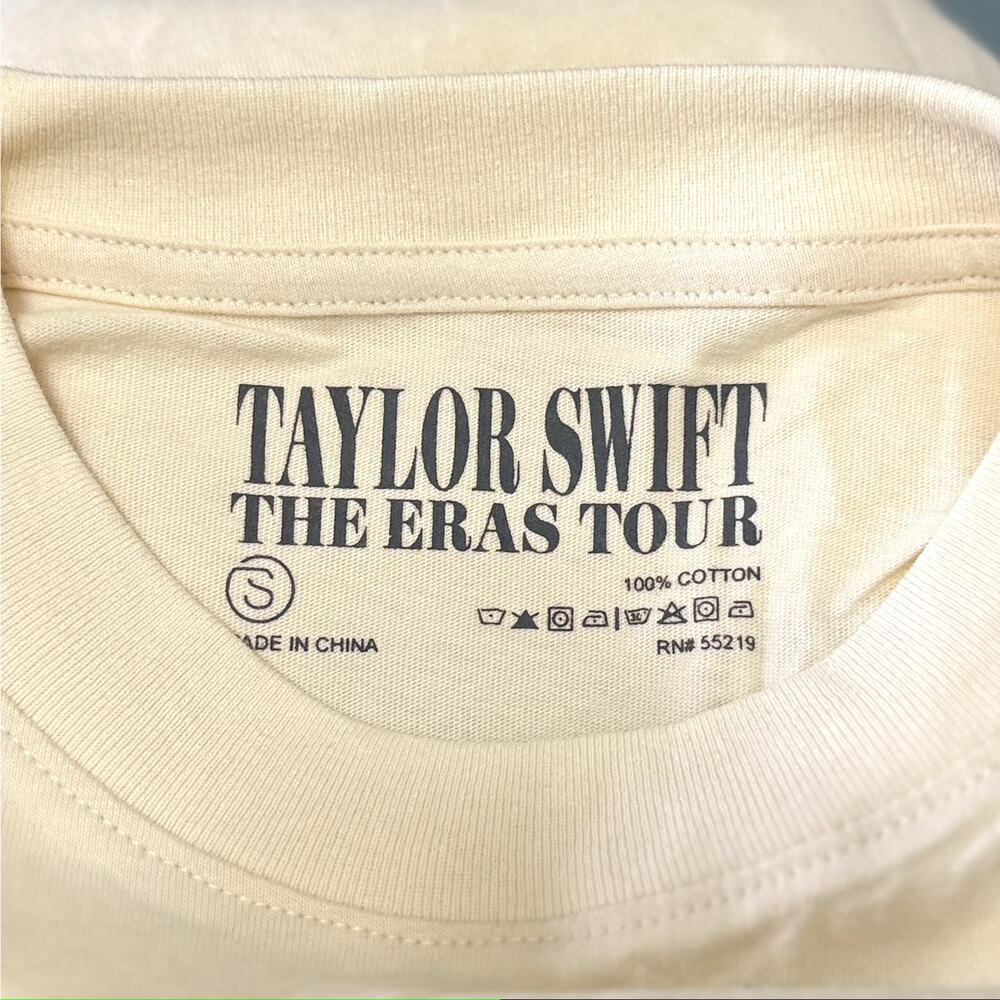NEW Taylor Swift THE ERAS TOUR Beige Short Sleeve T-Shirt size Small Through LA - Picture 3 of 5